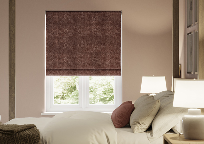 William Morris At Home Marigold Velvet, Berry - Roman Blind - Image 3